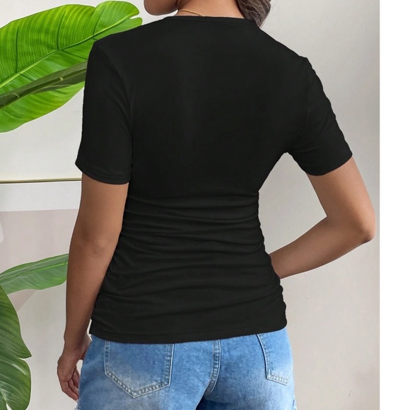 Maternity Solid Minimalist Short Sleeve Top - Picture 4 of 11